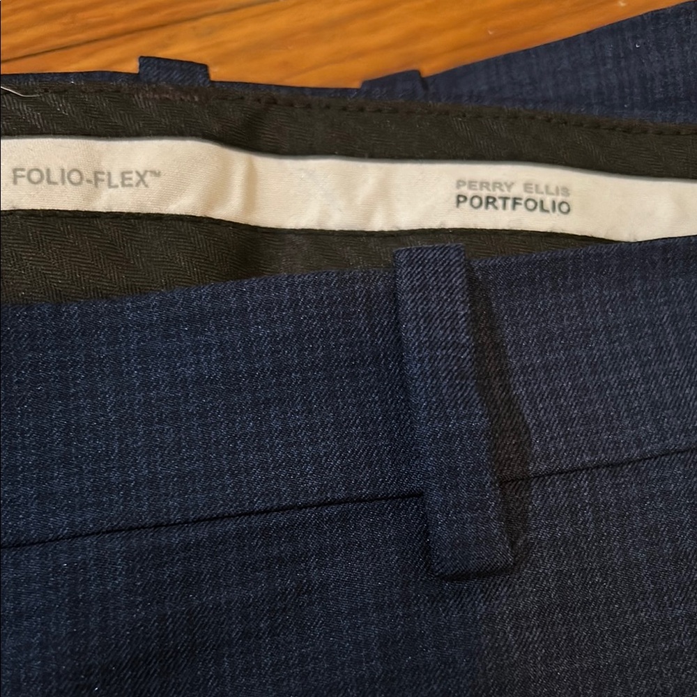 Perry Ellis Blue Dress Pants with Textured Fabric - Picture 2 of 3